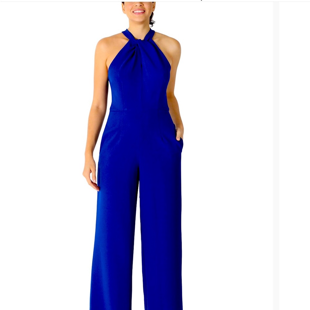 Elegant Blue Halter Jumpsuit